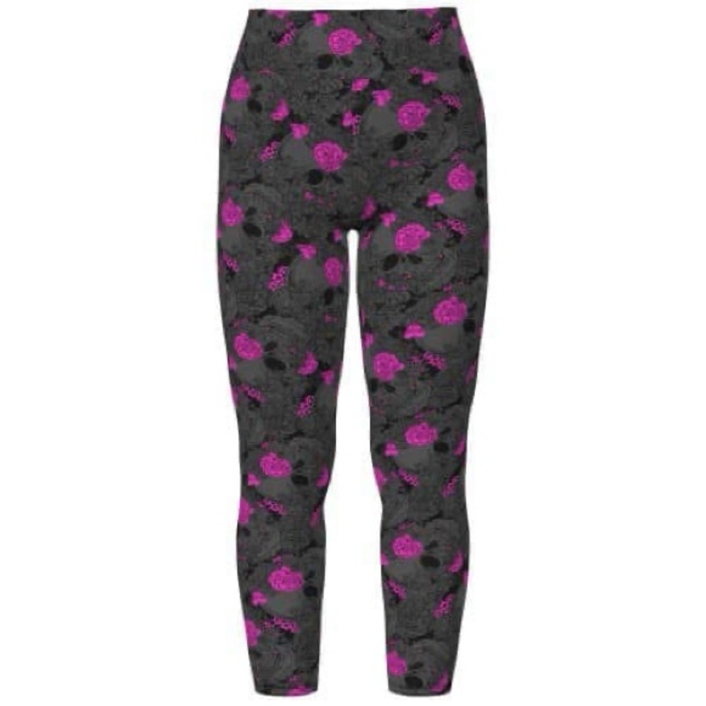 LuLaRoe Gray and Pink Patterned Leggings